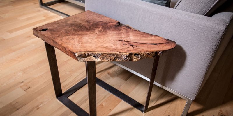 Slab Mesquite Table with Steel Legs