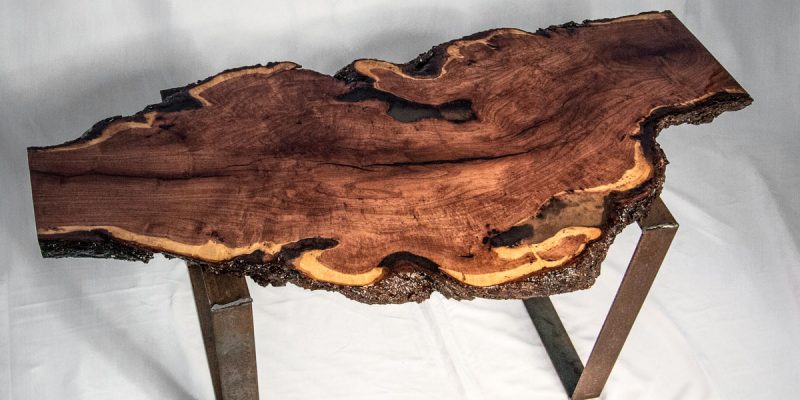 Live Edge Mesquite Slab Table with Steel Legs