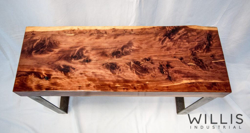 Willis Industrial Furniture | Rustic, Modern Furniture | Epoxied Cedar Slab Table with Steel Legs