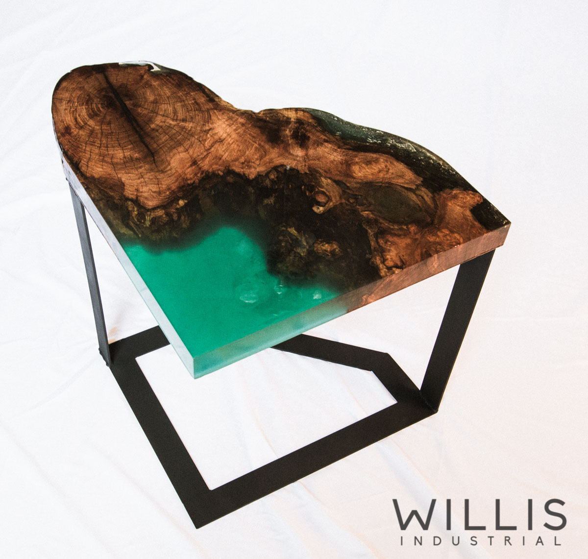 Willis Industrial Furniture | Rustic, Modern Furniture | Mesquite and Epoxy open edged Table
