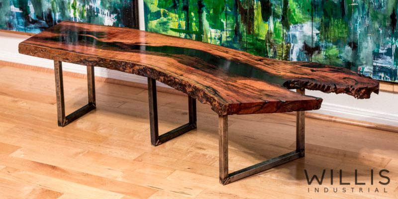 Mesquite Coffee Table with Opaque Epoxy Center